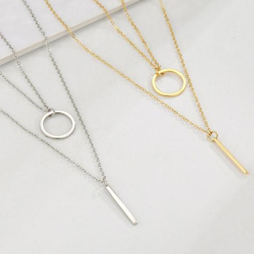 Stainless Steel Jewelry Necklace 304 Stainless Steel Vacuum Ion Plating Double Layer & fashion jewelry & for woman Sold By Pair