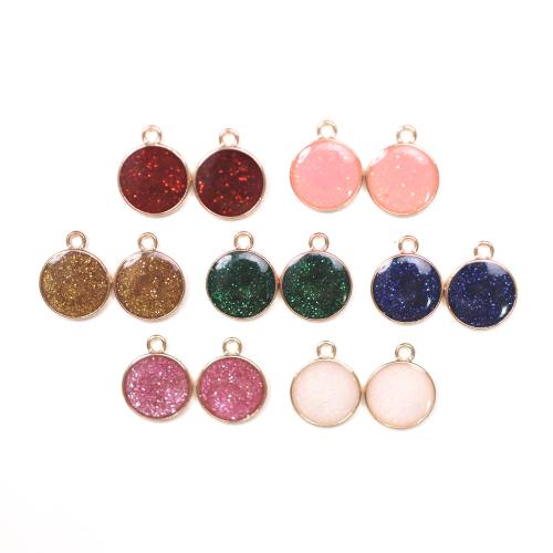 Tibetan Style Enamel Pendants, Round, gold color plated, DIY, more colors for choice, 100PCs/Bag, Sold By Bag