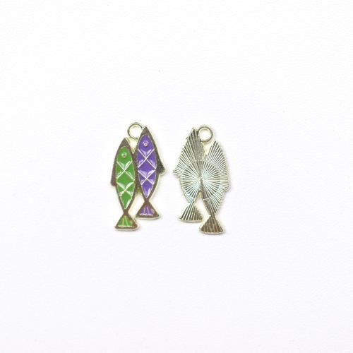 Tibetan Style émail Pendants, alliage de zinc, poisson, Placage de couleur d'or, DIY, plus de couleurs à choisir, 100PC/sac, Vendu par sac