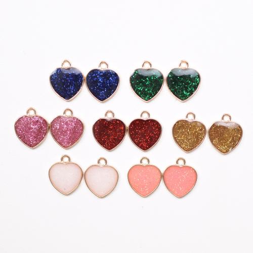 Zinc Alloy Enamel Pendants Heart gold color plated DIY Sold By Bag