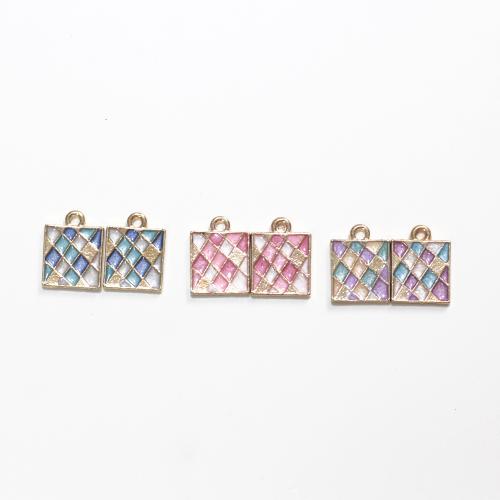 Tibetan Style Enamel Pendants,  Square, gold color plated, DIY, more colors for choice, 100PCs/Bag, Sold By Bag