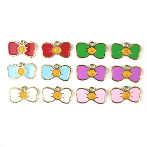 Tibetan Style Enamel Pendants, Bowknot, gold color plated, DIY, more colors for choice, 100PCs/Bag, Sold By Bag