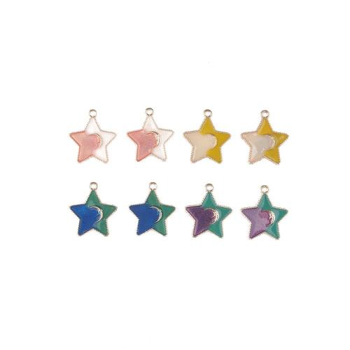 Tibetan Style Enamel Pendants, Star, gold color plated, DIY, more colors for choice, 100PCs/Bag, Sold By Bag