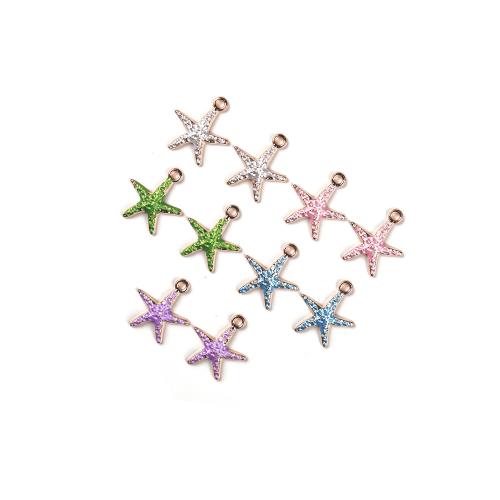 Tibetan Style Enamel Pendants, Starfish, gold color plated, DIY, more colors for choice, 100PCs/Bag, Sold By Bag