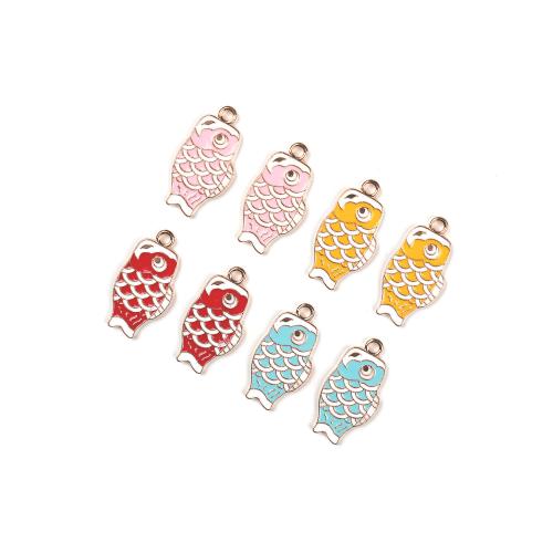 Tibetan Style Enamel Pendants, Fish, gold color plated, DIY & with rhinestone, more colors for choice, 100PCs/Bag, Sold By Bag