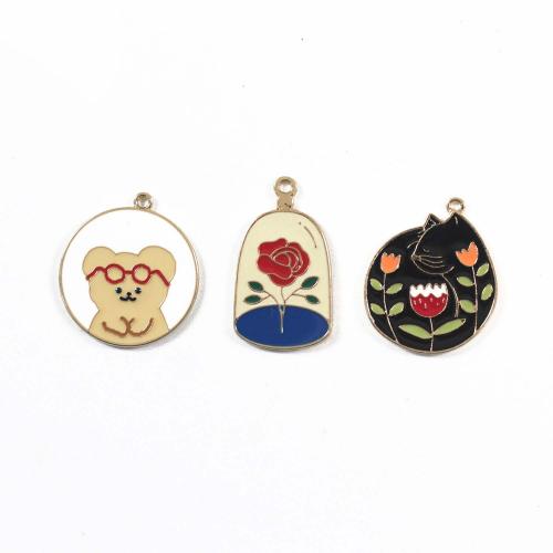 Tibetan Style Enamel Pendants, gold color plated, DIY & different styles for choice, more colors for choice, 100PCs/Bag, Sold By Bag