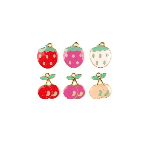 Zinc Alloy Enamel Pendants Fruit gold color plated DIY Sold By Bag