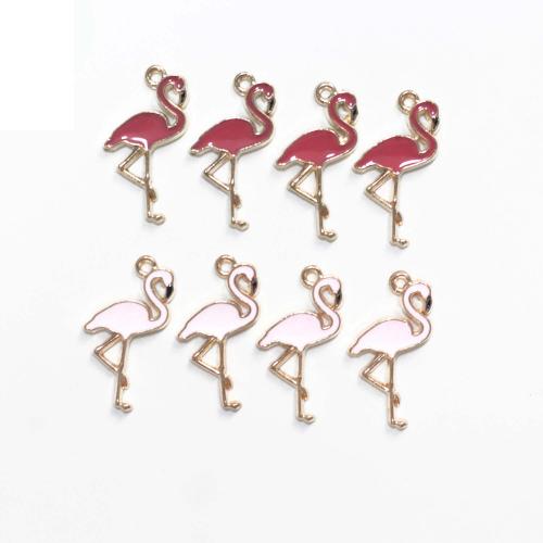 Zinc Alloy Enamel Pendants Bird gold color plated DIY Sold By Bag