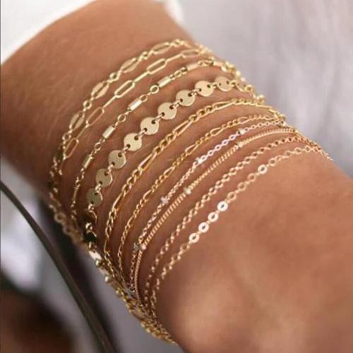 Tibetan Style Bracelet, gold color plated, fashion jewelry, golden, nickel, lead & cadmium free, 10PCs/Set, Sold By Set