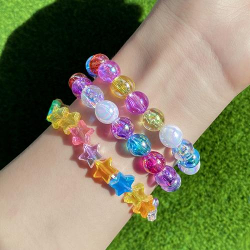 Bracelets de la BCC, plastique revêtu de cuivre, bijoux de mode, multicolore, 3PC/fixé, Vendu par fixé