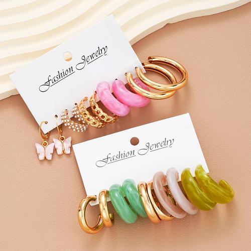 Tibetan Style Drop Earrings, with Resin, plated, 10 pieces & fashion jewelry & for woman, mixed colors, Sold By Set