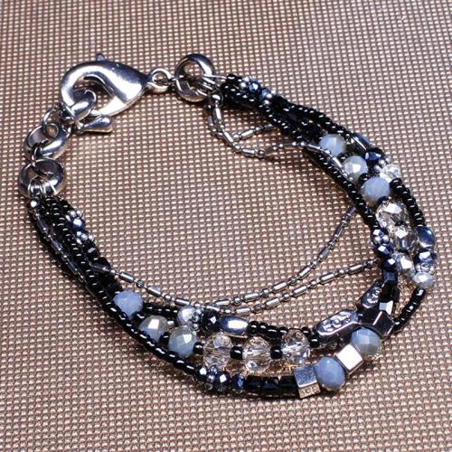 Bracelet en alliage de zinc, avec Des billes de verre, Placage, pour femme, plus de couleurs à choisir, Longueur:Environ 23 cm, Vendu par PC