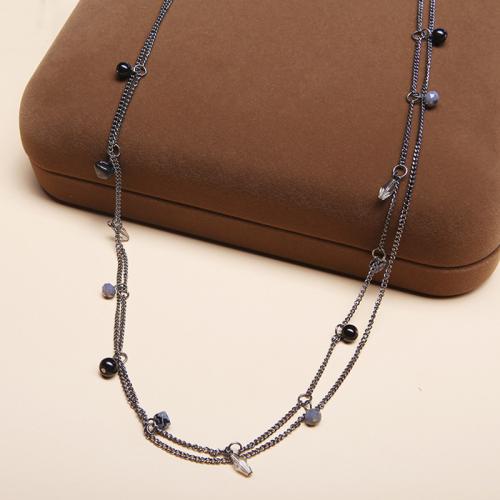 Tibetan Style Sweater Chain Necklace, with turquoise & Glass, plated, for woman, more colors for choice, Length:Approx 74.5 cm, Sold By PC