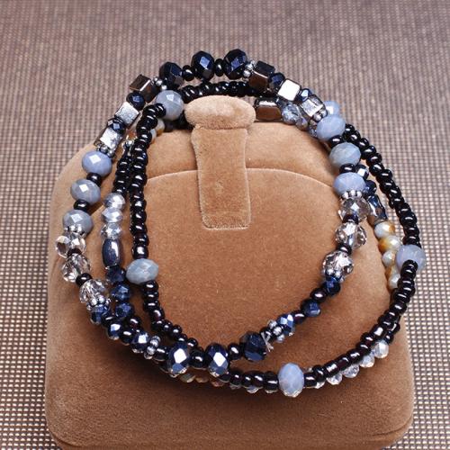 Zinc Alloy Bracelet with Glass Beads plated three pieces & for woman Length Approx 19 cm Sold By Set