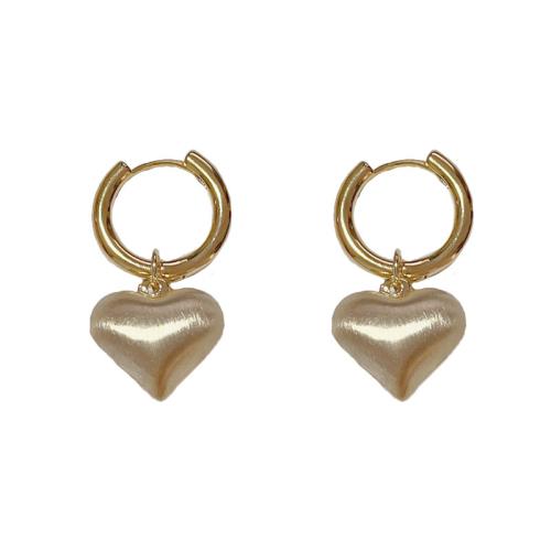 Huggie hoepel Drop Earrings, Messing, Hart, echt goud verguld, voor vrouw, goud, 34x16mm, Verkocht door pair