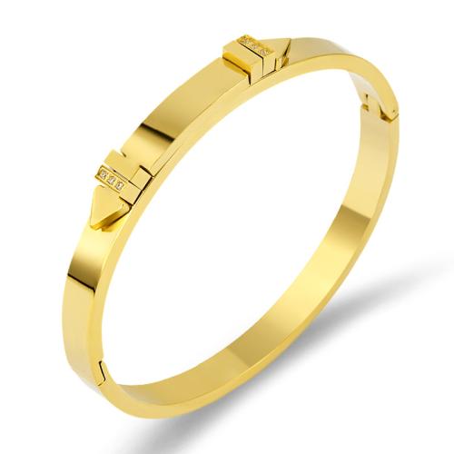 Brazalete del acero inoxidable, acero inoxidable 304, chapado, micro arcilla de zirconia cúbica & para mujer, más colores para la opción, Vendido por UD