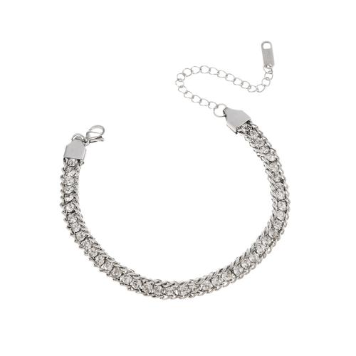 Bijoux bracelet en acier inoxydable, Acier inoxydable 304, avec perle de plastique, styles différents pour le choix & pavé de micro zircon & pour femme, plus de couleurs à choisir, Vendu par PC