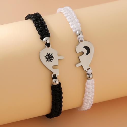 Couple Bracelet and Bangle 304 Stainless Steel with Nylon 2 pieces & Unisex Sold By Set