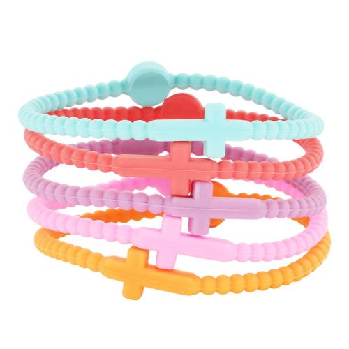 Silicone Bracelets, 5 pieces & different length for choice & for children, more colors for choice, Sold By Set