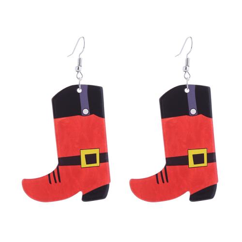 Zinc Alloy Drop Earrings with Acrylic printing Christmas Design & for woman Sold By Pair