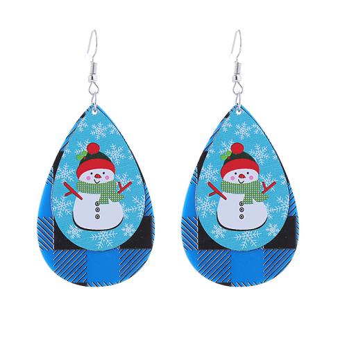 Zinc Alloy Drop Earrings with Acrylic printing Christmas Design & for woman Sold By Pair