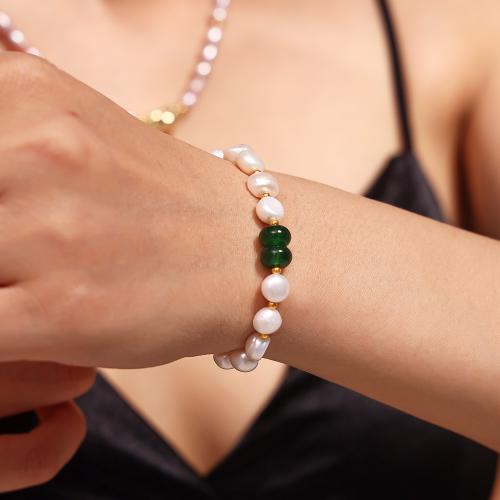 Stainless Steel Jewelry Bracelet, 304 Stainless Steel, with Natural Stone & turquoise & Freshwater Pearl, Vacuum Ion Plating, different styles for choice & for woman, more colors for choice, Sold By PC