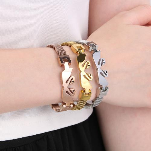 Stainless Steel Bangle, 304 Stainless Steel, Swan, Vacuum Ion Plating, for woman & with rhinestone, more colors for choice, Sold By PC