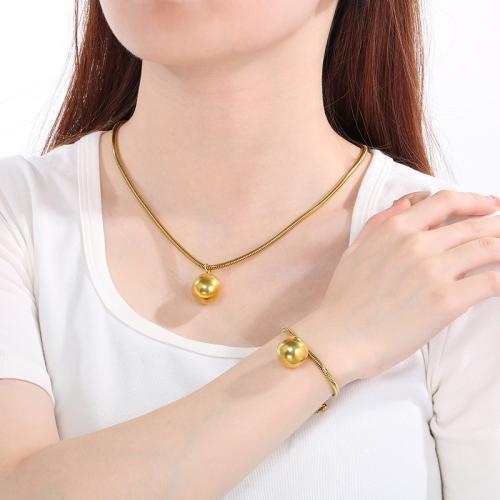 Conjuntos de joyería de acero inoxidable, Pendiente de stud & pulsera & collar, acero inoxidable 304, Esférico, diverso tamaño para la opción & diferentes estilos para la opción & para mujer, más colores para la opción, Vendido por UD