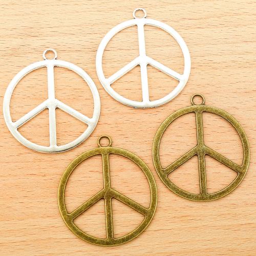 Tibetan Style Pendants, Peace Logo, plated, DIY, more colors for choice, 48x42mm, 100PCs/Bag, Sold By Bag