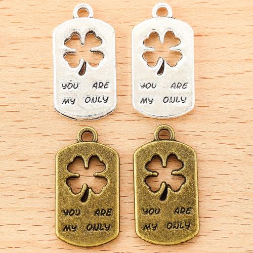 Tibetan Style Clover Pendant, Four Leaf Clover, plated, DIY, more colors for choice, 25x13mm, 100PCs/Bag, Sold By Bag