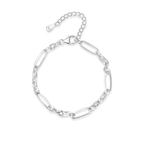 925 Sterling Silver Bracelet, with 1.6inch extender chain, fashion jewelry & mother and son chain & for woman, silver color, Length:Approx 6.5 Inch, Sold By PC