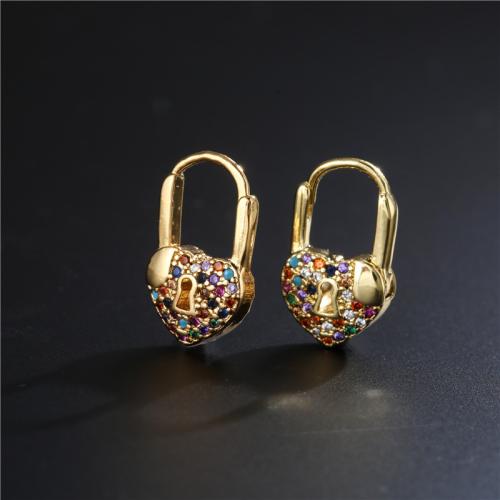 Boucles d'oreilles en laiton zircon cubique pavent, bijoux de mode & pavé de micro zircon & pour femme, plus de couleurs à choisir, 10x18mm, Vendu par paire