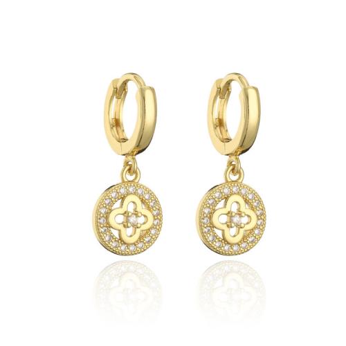 Boucles d'oreilles en laiton zircon cubique pavent, bijoux de mode & pavé de micro zircon & pour femme, 12x29mm, Vendu par paire