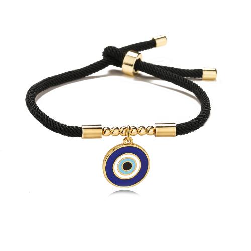 Brass Bracelet & Bangle, with Cotton Cord, Length Adjustable & fashion jewelry & for woman & enamel, more colors for choice, Length:Approx 18 cm, Sold By PC