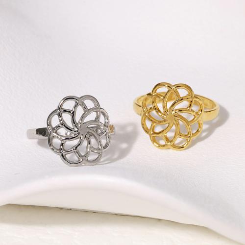 Stainless Steel Finger Ring, 304 Stainless Steel, Flower, fashion jewelry & for woman, more colors for choice, Sold By PC