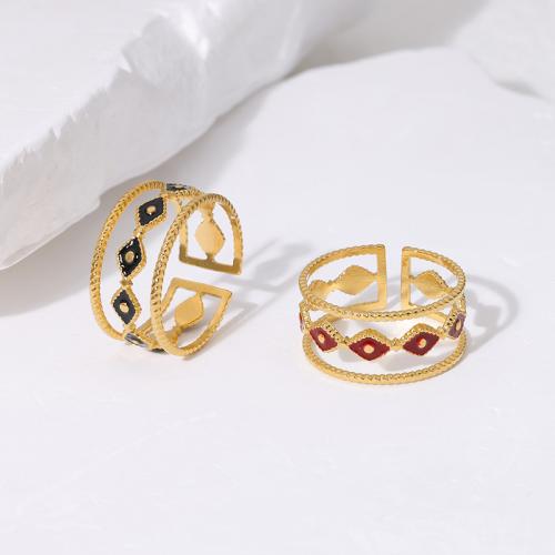 Enamel Stainless Steel Finger Ring, 304 Stainless Steel, fashion jewelry & for woman, more colors for choice, Sold By PC