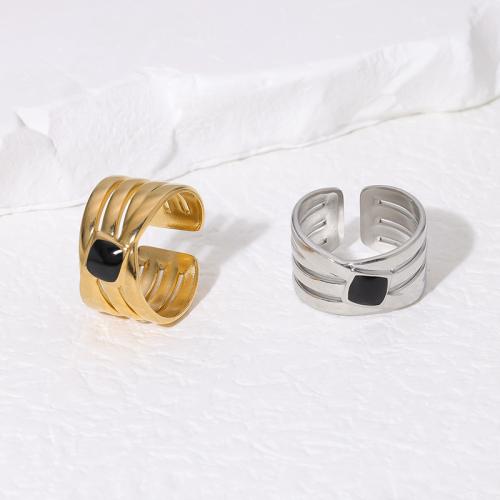 Enamel Stainless Steel Finger Ring, 304 Stainless Steel, fashion jewelry & for woman, more colors for choice, Sold By PC