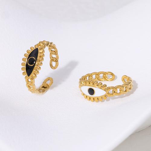 Enamel Stainless Steel Finger Ring, 304 Stainless Steel, 18K gold plated, fashion jewelry & for woman, more colors for choice, Sold By PC