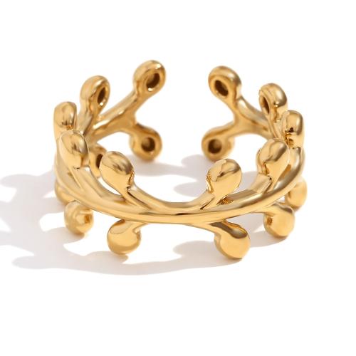 Anillo de dedo de acero inoxidable, acero inoxidable 304, Nácar, 18K chapado en oro, Joyería & para mujer, dorado, Vendido por UD