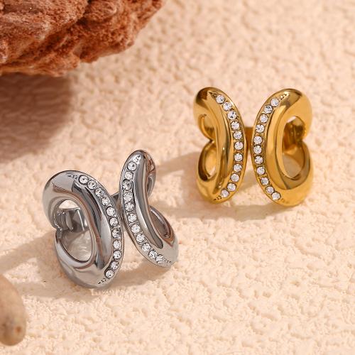 Rhinestone Stainless Steel Finger Ring, 304 Stainless Steel, fashion jewelry & for woman & with rhinestone, more colors for choice, Sold By PC