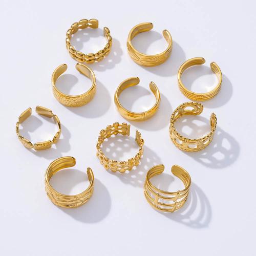 Edelstahl Ringe, 304 Edelstahl, Modeschmuck & verschiedene Stile für Wahl & für Frau, goldfarben, verkauft von PC