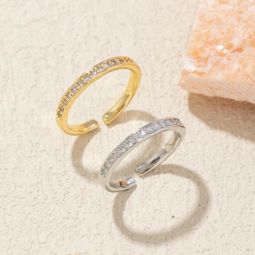 Brass Finger Ring, fashion jewelry & for woman & with rhinestone, more colors for choice, Sold By PC