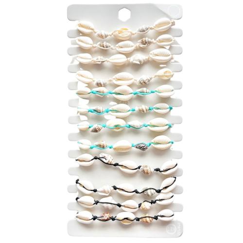 Shell Smycken Armband, Nylon Polypropylen, med Shell, handgjord, Justerbar & mode smycken & Unisex, blandade färger, Längd Ca 17-28 cm, Säljs av Ställ