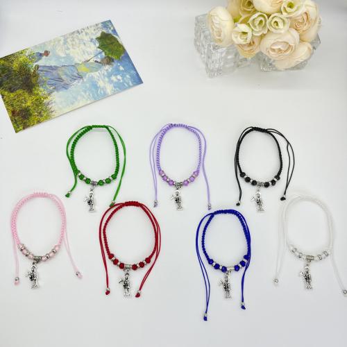 Bracelets de cristal, Nylon polypropylène, avec cristal & alliage de zinc, fait à la main, Réglable & bijoux de mode & unisexe, plus de couleurs à choisir, Longueur:Environ 18-26 cm, Vendu par PC