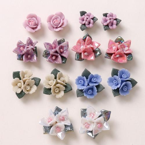 Hair Stick Findings, Porcelain, Flower, DIY & different size for choice, more colors for choice, Approx 100PCs/Bag, Sold By Bag