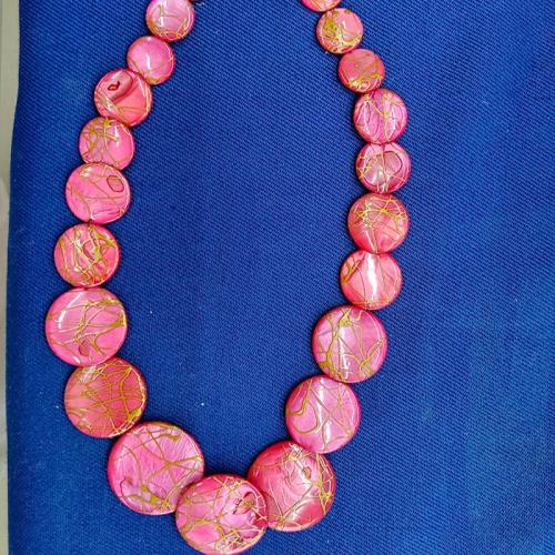 Shell Necklaces, Flat Round, fashion jewelry & for woman, pink, about:8-20mm, Length:Approx 40 cm, Sold By PC