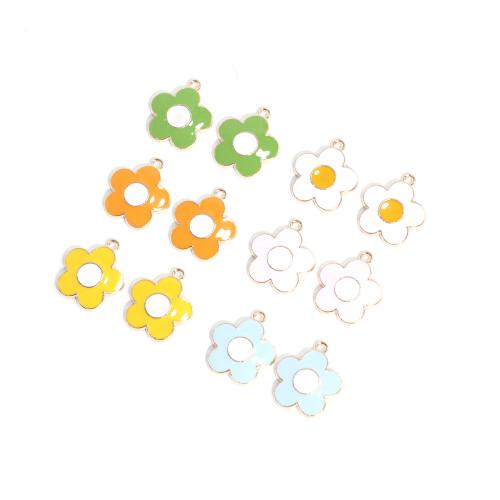 Zinc Alloy émail Pendants, alliage de zinc, fleur, Placage de couleur d'or, DIY, plus de couleurs à choisir, 100PC/sac, Vendu par sac