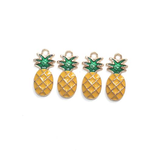 Zinc Alloy Enamel Pendants Pineapple gold color plated DIY Sold By Bag