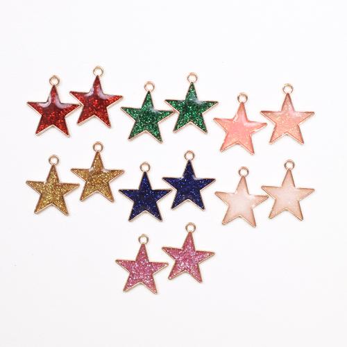 Tibetan Style Enamel Pendants, Star, gold color plated, DIY, more colors for choice, 100PCs/Bag, Sold By Bag