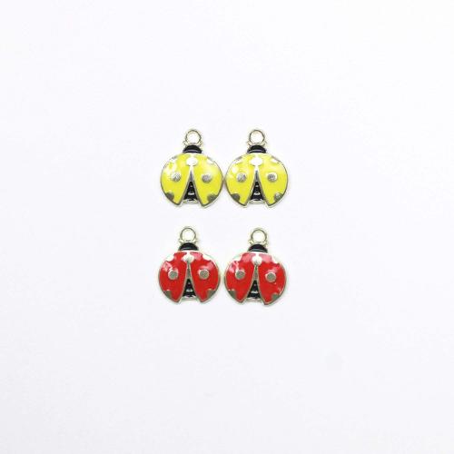 Tibetan Style Enamel Pendants, Ladybug, gold color plated, DIY, more colors for choice, 100PCs/Bag, Sold By Bag